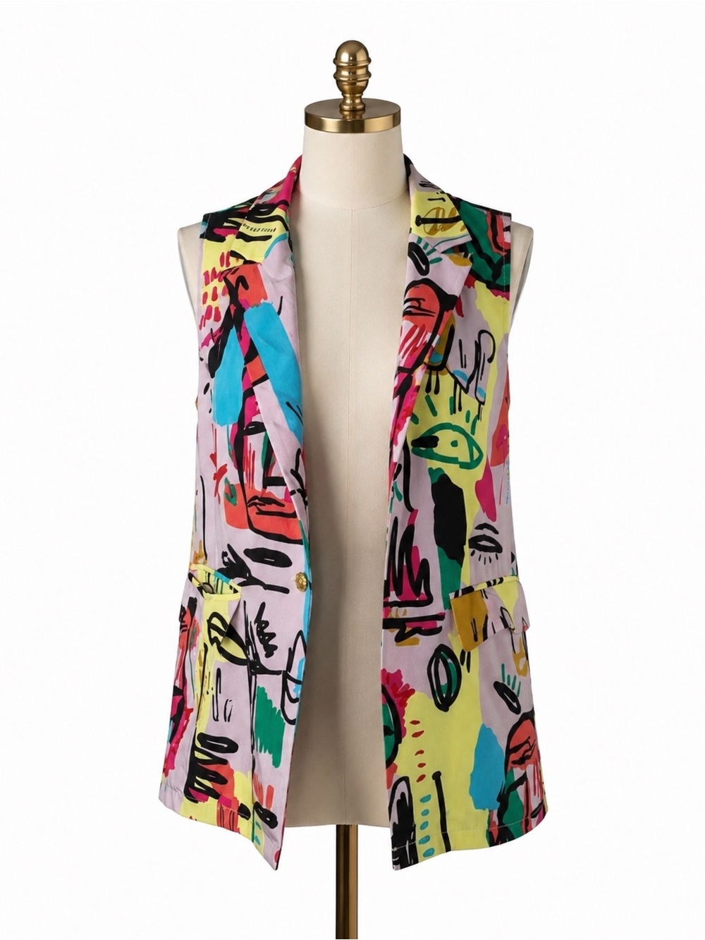 Blazer Vest-Multi-Colored and Abstract Designs